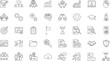 © MstBabli - Versatile business growth and corporate strategy line icon set featuring leadership symbols, financial success charts, teamwork collaboration icons, and professional career development concepts.
