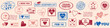© top dog - Valentine love stamps with hearts and romantic phrases. Vintage postal style labels for love messages and celebration