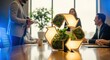 © The Little Hut - Sustainable Business Meeting: Recycle Symbol with Plant Life in Office Environment, Emphasizing Ecology and Conservation