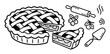© GoDesigner - Hand drawn sketch of apple pie with slice and rolling pin in vintage style bakery vector image