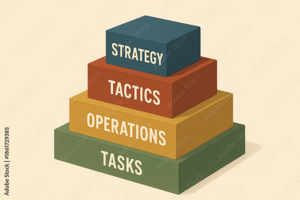 Pyramid Ranking Task Pyramid diagram showing hierarchy from strategy to tasks for business ...