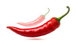 © Waqf - Vibrant Red Chili Pepper with Faint Pink Silhouette on a Clean White Background