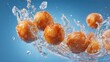 © Abdul - Glazed dough balls collide midair, crystalline sugar shards scattering outward in frozen arcs. Glossy surfaces reflect controlled highlights, emphasizing