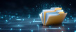 © javu - Digital file folder document concept showing rapid data transfer network