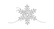 © MS - A delicate and intricate continuous one-line drawing of a single snowflake a beautiful symbol of winter and Christmas on a white background.