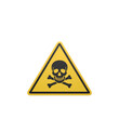 © Md - 3D Rendered Yellow Warning Triangle Sign with Skull and Crossbones Symbol for Danger, Toxicity, and Poison Alert on Black Background
