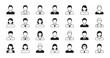 © Abu - Set of 30 different business avatar icons collection in black and white minimalist line art and solid styles
