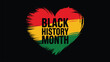 © Zavivec - Black History Month illustration with heart shape in African heritage colors symbolizing love, unity, culture, empowerment, equality and social justice awareness