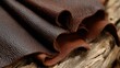 © Liew - Close up view of rich brown full grain leather showcasing organic texture and natural depth