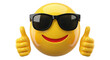 © yendisupiandi - Smiling Emoji with Sunglasses and Thumbs Up, Cool and Happy Face