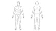 © grvect02 - A detailed anatomical sketch showcases a male figure from both front and back perspectives outlining muscular structure