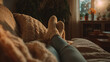 © hdesert - Mental health and self-care moment, calm person relaxing in cozy interior, soft light