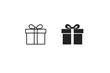 © Precious - Two gift box icons, one outlined and one solid black, with ribbons