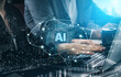 © InfiniteFlow - A concept of a deep learning neural network. The AI processor acts as the core of a digital brain, representing the complex algorithms and connections of machine learning. Fermion