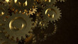 © niphon - Golden Mechanical Gears Concept Representing Industry Engineering and Business Efficiency 3d render.