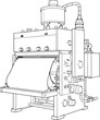 © Antonix Pix - Textile dyeing machine (Textile Industry) Hand-drawn Sketch Drawing Vector Illustration, Line Linear Symbol Engraving Coloring Book, Black and White Isolated