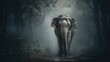 © NASIRUN77 - Elephant walking through forest misty atmosphere wildlife photography