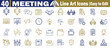 © Logo Solution - Meeting line art icons set for business collaboration teamwork corporate strategy and professional communication Vector Illustration.
