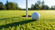 © Render Republic - Golf ball on the putting green by the flagstick