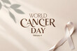 © saad - World Cancer Day awareness design on soft beige background, healthcare support illustration.