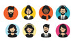 © Detus - Professional set of diverse business people avatars representing various ethnicities and styles for office team profiles.
