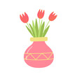© Viktoriia - Cute vase with tulips illustration in cartoon style