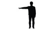 © Juma - Silhouette of a person gesturing with their right arm extended outward