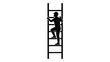 © Juma - Silhouette of a person climbing a tall ladder against a white background