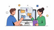 © pleindaamour - Colleagues collaborating on digital files at office desk with computer