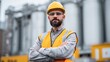 © Normal Desing - Confident engineer portrait in industrial setting daylight environment professional attitude
