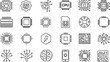 © Reginald Diesel - Comprehensive Set of Minimalist Vector Icons Representing Microchips Central Processing Units Circuit Boards Artificial Intelligence Technology and Digital Hardware Engineering