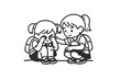 © icon_art - Kindness between children, one comforts another