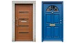 © Abdul - Two different colored front doors with various designs on transparent background