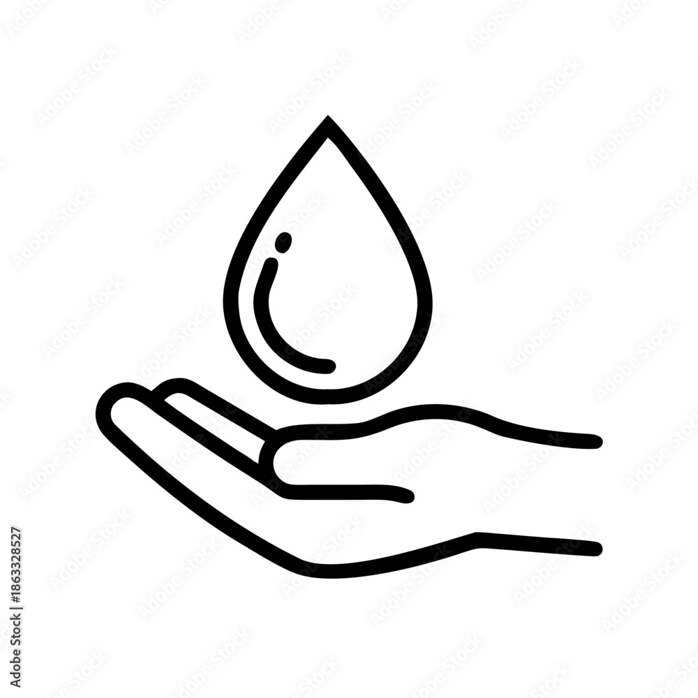 Hand holding a water droplet, symbolizing water conservation and sustainable resource management