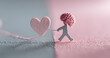 © john - Paper cutout of person with heart and brain connected soft pink and gray tones symbolizing emotional intelligence and mental health awareness