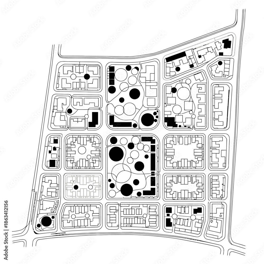 Map Block Design Urban Planning Map City Block Design Architectural Layout Site Plan ...