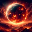 © Cgeeks - Burning apocalypse planet in space background