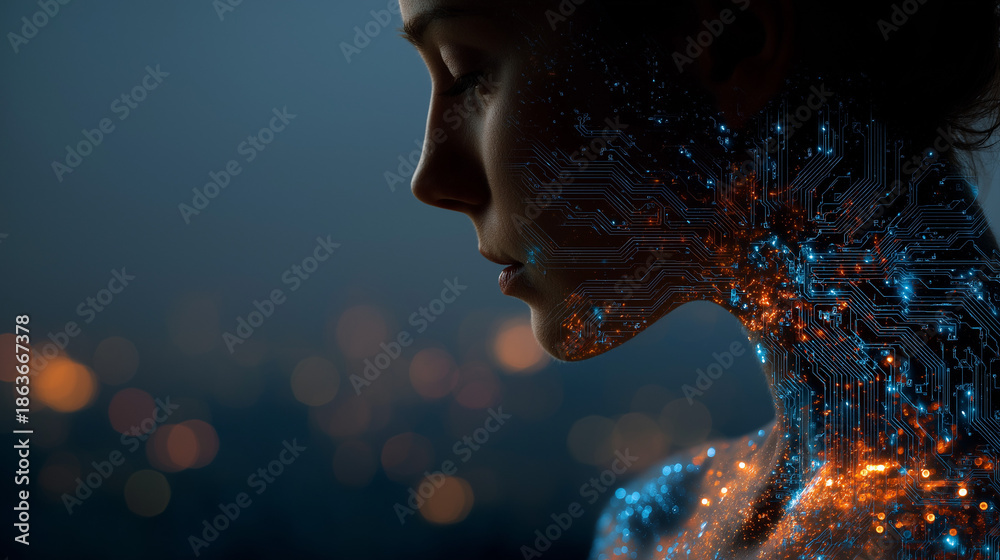 Digital Soul: A woman embodies the fusion of humanity and technology ...