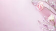 © Amna Ellahi - Pink ranunculus and baby's breath flowers flat lay on pastel pink background with copy space
