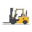 © Djenggo - Yellow Forklift Truck Side View Isolated on White Background, Industrial Vehicle for Lifting and Moving Loads