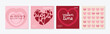 © TWINS DESIGN STUDIO - Happy Valentine's day love square cover vector set. Red and pink romantic symbol with hearts, pattern heart. Love illustration for greeting card, web banner, package, cover.