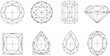 © Precision CAD System - Intricate gem designs, showcase a variety of gemstone cuts, highlighting the facets and geometry of each piece. These detailed line drawings provide a glimpse into the art of gem cutting.