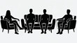 © wiwit - Group therapy session with silhouettes of people sitting on couches.