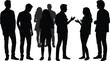 © Poritash - Black silhouette of a diverse group of people standing and talking in a crowd isolated on a white background