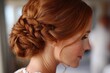 © Michael - Redhead woman having a beautiful braided updo hairstyle for a special occasion