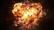 © Kiozmedias.fr - Exploding Heart Abstract - Dramatic fire and spark effect on dark background.