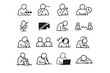 © elena - Reduced icon hesitation presence response fatigue online interaction vector participation meeting microphone