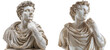 © Akash - Two ancient roman marble busts of men displaying thoughtful poses and detailed drapery on transparent background