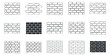 © Yana - A set of brick wall patterns in black and white outline vector style, suitable for architectural design and backgrounds
