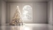 © EmmiCybertron - The elegance of a white Christmas tree is highlighted by the light filtering through the window.